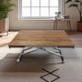 Hanah Home Mesa de Comedor Extensible Nogal y Cromo